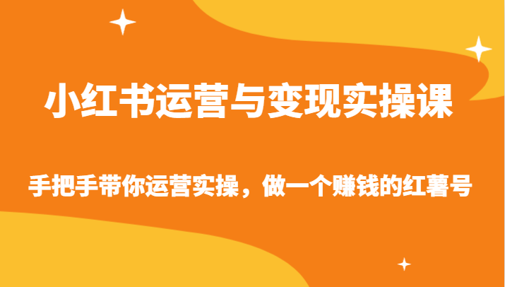 小红书运营与变现实操课-手把手带你运营实操，做一个赚钱的红薯号-网创资源库