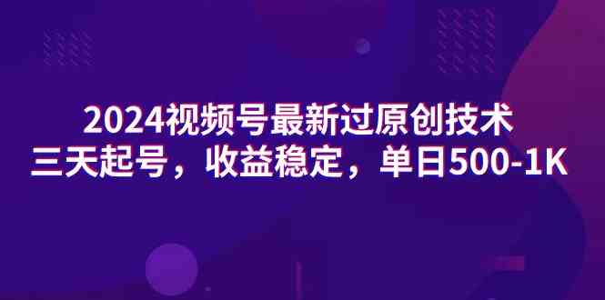 （9506期）2024视频号最新过原创技术，三天起号，收益稳定，单日500-1K-网创资源库