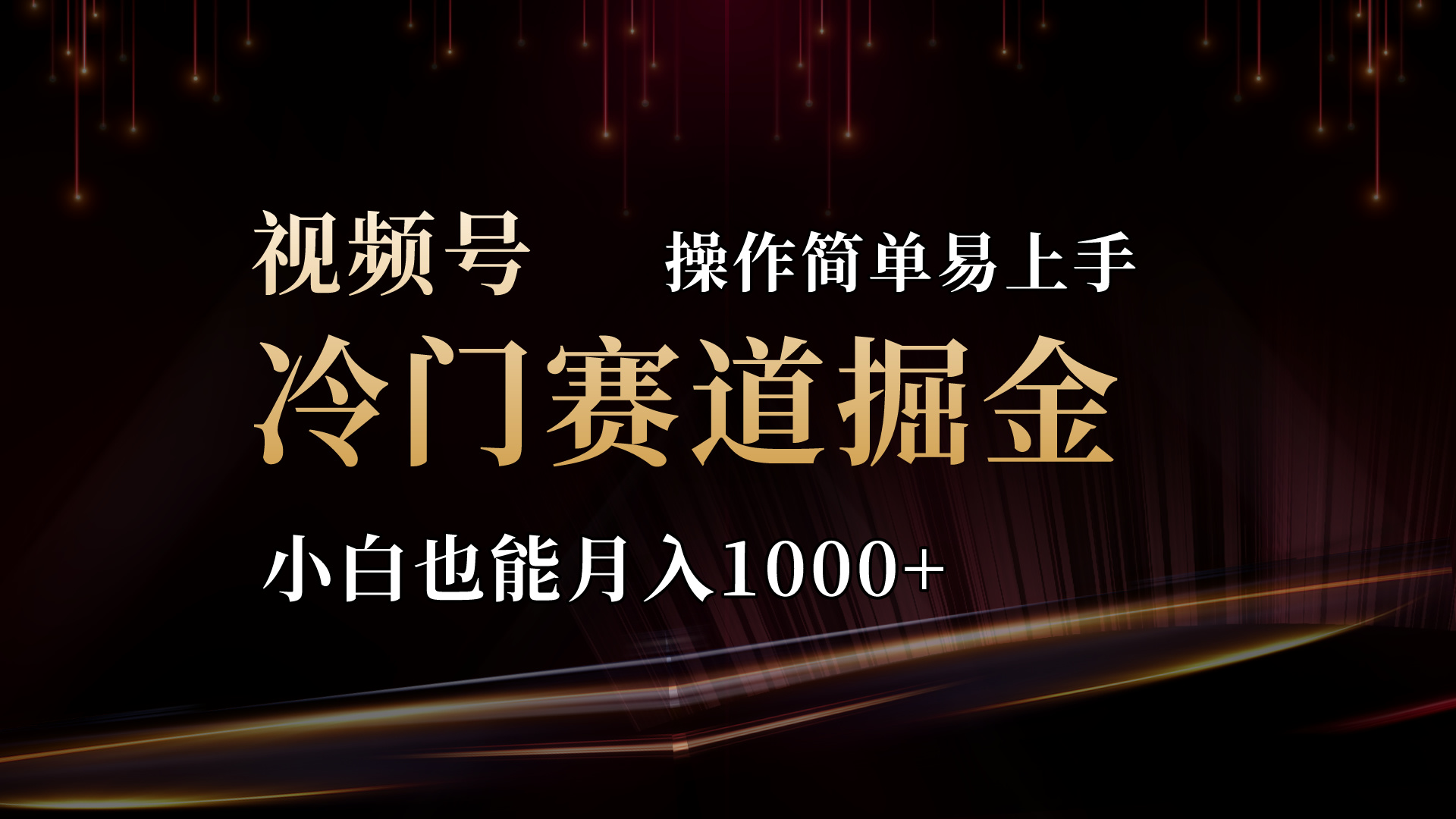 2024视频号冷门赛道掘金，操作简单轻松上手，小白也能月入1000+-网创资源库