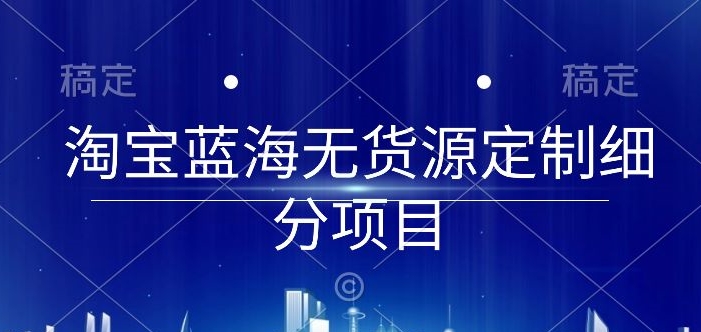 淘宝蓝海无货源定制细分项目，从0到起店实操全流程-网创资源库