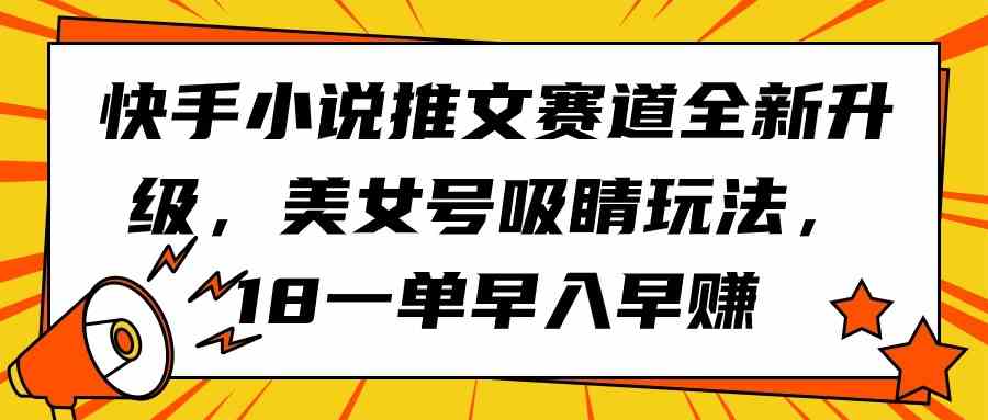 （9776期）快手小说推文赛道全新升级，美女号吸睛玩法，18一单早入早赚-网创资源库