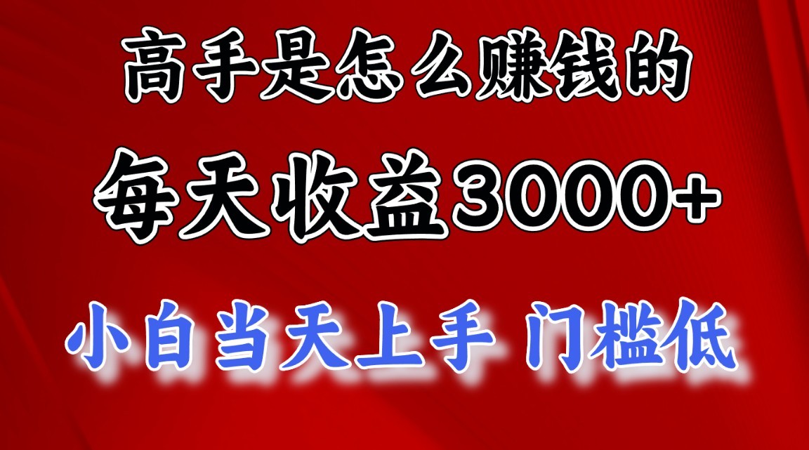 高手是怎么一天赚3000+的，小白当天上手，翻身项目，非常稳定。-网创资源库