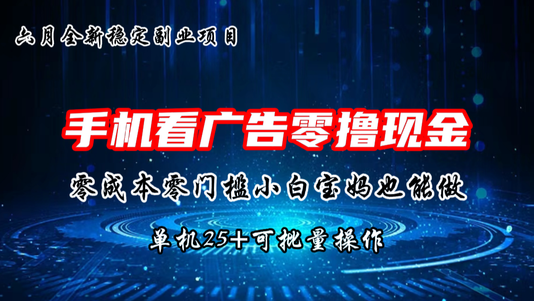 六月新项目，单机撸现金，单机20+，零成本零门槛，可批量操作-网创资源库