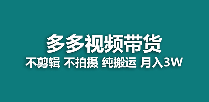 【蓝海项目】多多视频带货，纯搬运一个月搞了5w佣金，小白也能操作【揭秘】-网创资源库