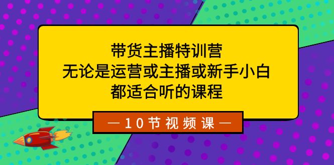 带货主播特训营：无论是运营或主播或新手小白，都适合听的课程-网创资源库