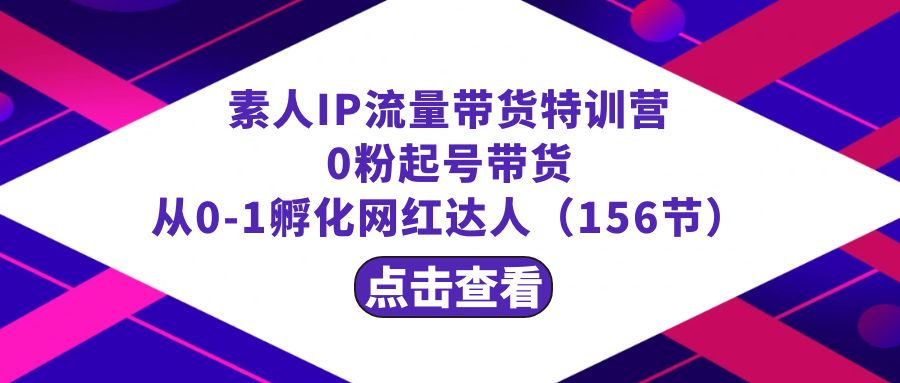 繁星·计划素人IP流量带货特训营：0粉起号带货 从0-1孵化网红达人（156节）-网创资源库