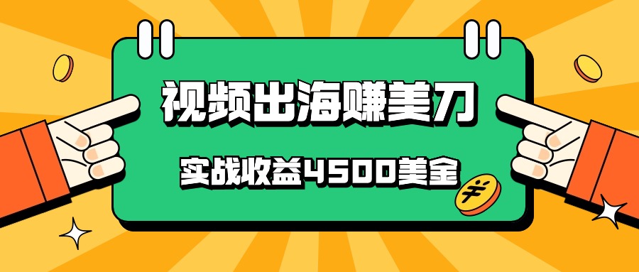 国内爆款视频出海赚美刀，实战收益4500美金，批量无脑搬运，无需经验直接上手-网创资源库