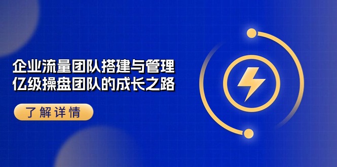 （10837期）企业 流量团队-搭建与管理，亿级 操盘团队的成长之路（28节课）-网创资源库