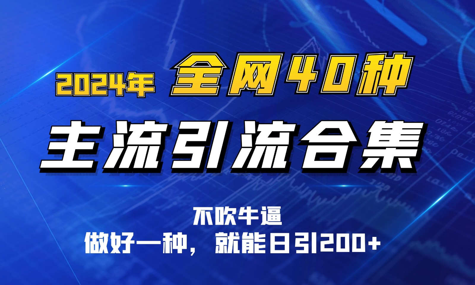 2024年全网40种暴力引流合计，做好一样就能日引100+-网创资源库