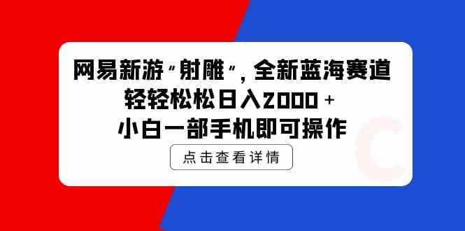 （9936期）网易新游 射雕 全新蓝海赛道，轻松日入2000＋小白一部手机即可操作-网创资源库