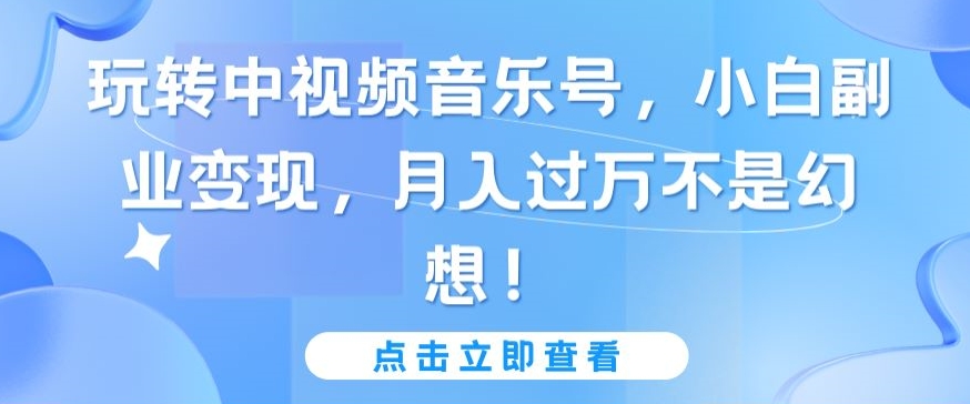 玩转中视频音乐号，小白副业变现，月入过万不是幻想-网创资源库