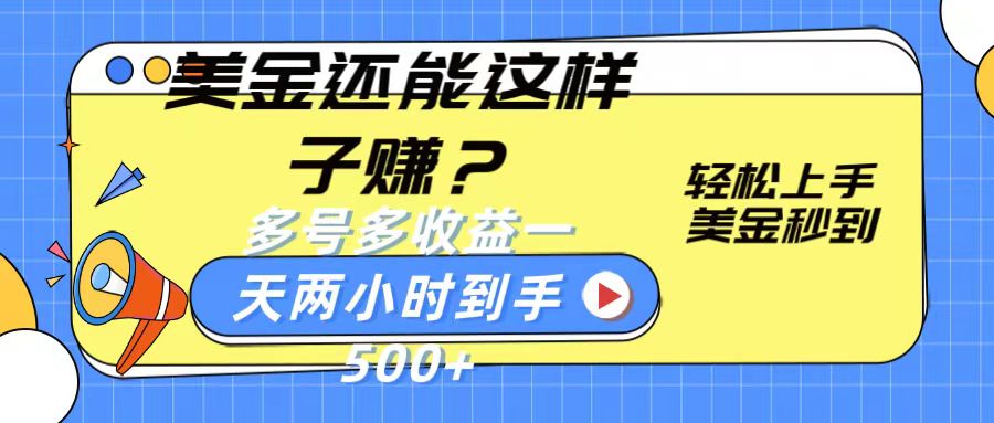 美金还能这样子赚？轻松上手，美金秒到账 多号多收益，一天 两小时，到手500+-网创资源库