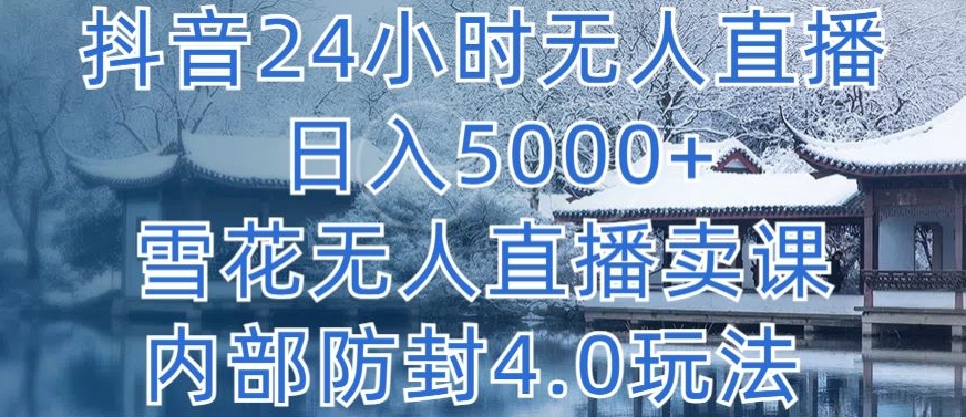 抖音24小时无人直播 日入5000+，雪花无人直播卖课，内部防封4.0玩法-网创资源库