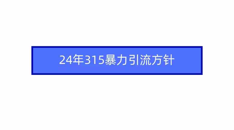 （9398期）2024年315暴力引流方针-网创资源库