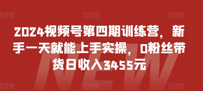 2024视频号第四期训练营，新手一天就能上手实操，0粉丝带货日收入3455元-网创资源库