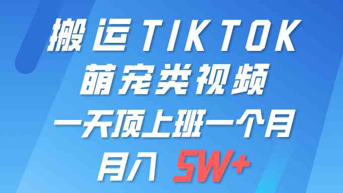 （9931期）一键搬运TIKTOK萌宠类视频 一部手机即可操作 所有平台均可发布 轻松月入5W+-网创资源库