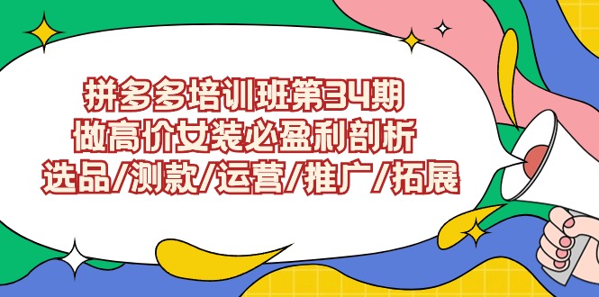 拼多多培训班第34期：做高价女装必盈利剖析 选品/测款/运营/推广/拓展-网创资源库