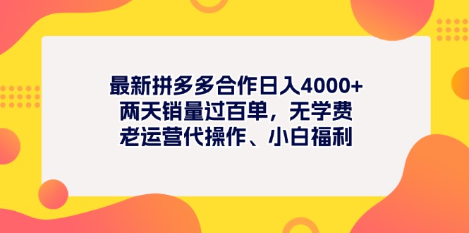 最新拼多多项目日入4000+两天销量过百单，无学费、老运营代操作、小白福利-网创资源库