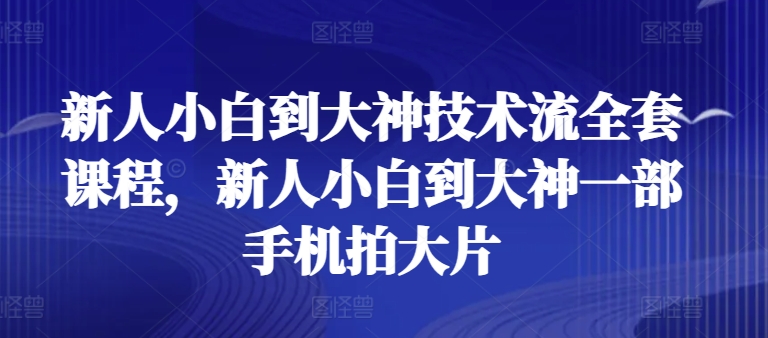 新人小白到大神技术流全套课程，新人小白到大神一部手机拍大片-网创资源库