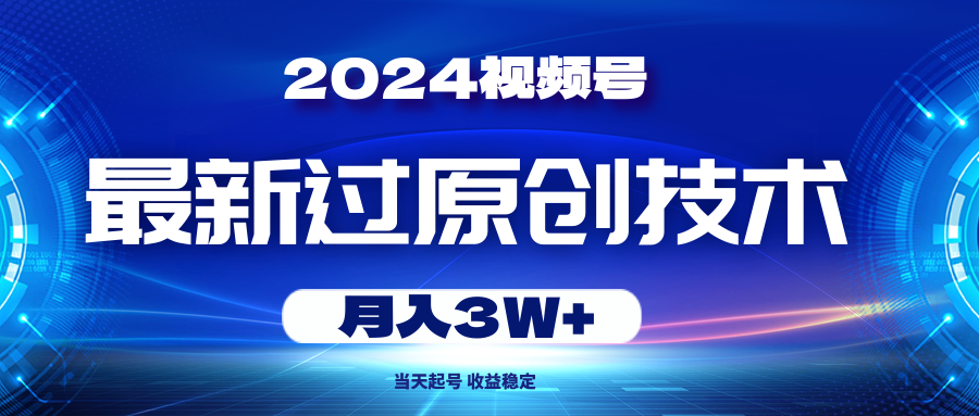 （10704期）2024视频号最新过原创技术，当天起号，收益稳定，月入3W+-网创资源库