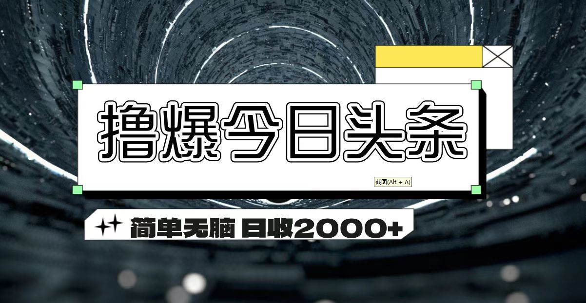 撸爆今日头条 简单无脑操作 日收2000+-网创资源库