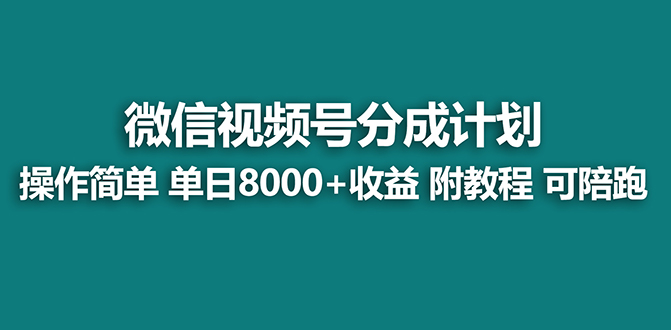 【蓝海项目】视频号分成计划最新玩法，单天收益8000+，附玩法教程，24年…-网创资源库