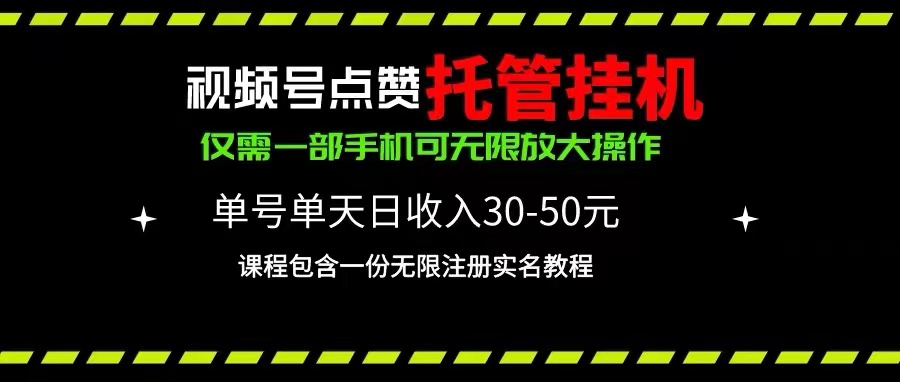 （10644期）视频号点赞托管挂机，单号单天利润30~50，一部手机无限放大（附带无限…-网创资源库