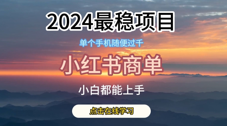 2024最稳蓝海项目，小红书商单项目，没有之一-网创资源库