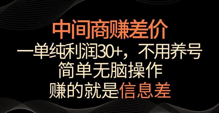 中间商赚差价，一单纯利润30+，简单无脑操作，赚的就是信息差，轻轻松松日入1000+【揭秘】-网创资源库