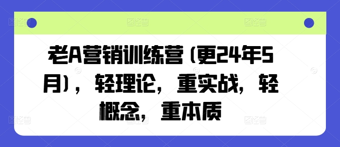 老A营销训练营(更24年5月)，轻理论，重实战，轻概念，重本质-网创资源库