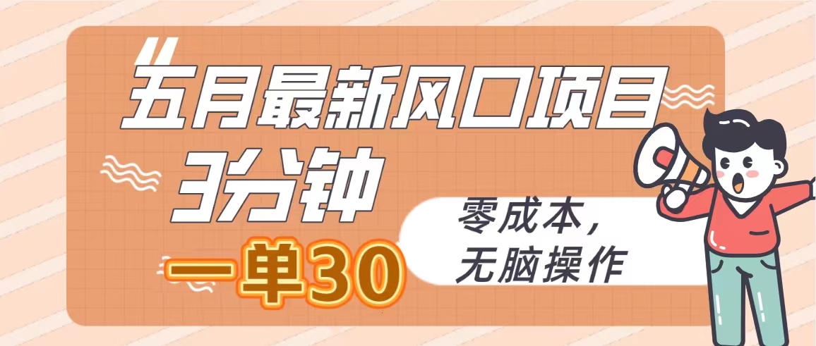 （10256期）五月最新风口项目，3分钟一单30，零成本，无脑操作-网创资源库