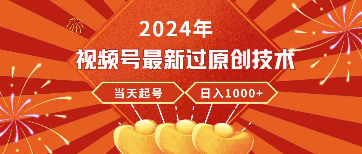 （9565期）2024年视频号最新过原创技术，当天起号，收入稳定，日入1000+-网创资源库