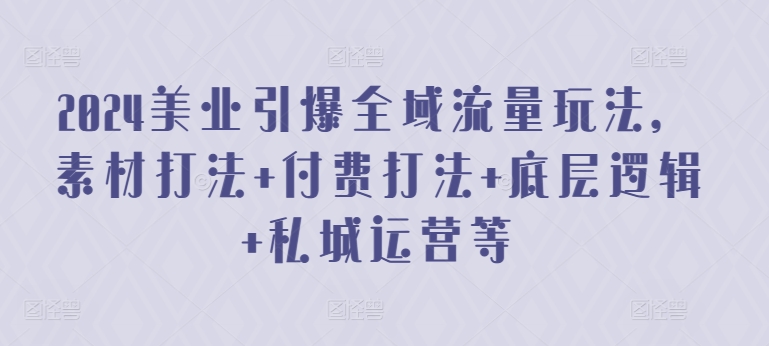 2024美业引爆全域流量玩法，素材打法 付费打法 底层逻辑 私城运营等-网创资源库