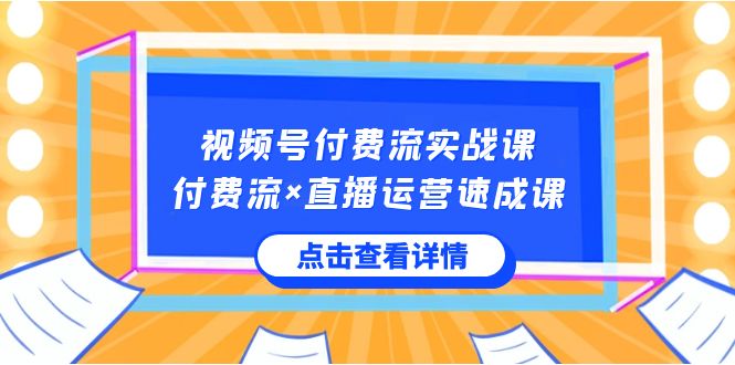 视频号付费流实战课，付费流×直播运营速成课，让你快速掌握视频号核心运..-网创资源库