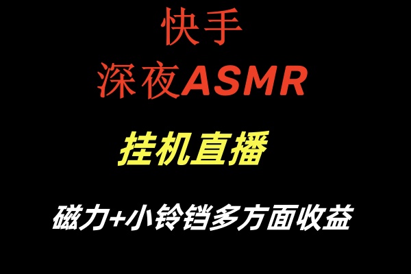 快手深夜ASMR挂机直播磁力+小铃铛多方面收益-网创资源库