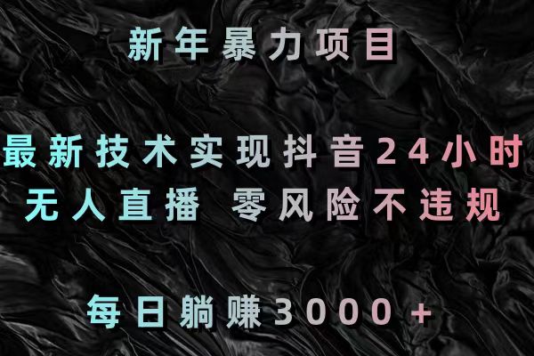 新年暴力项目，最新技术实现抖音24小时无人直播 零风险不违规 每日躺赚3000-网创资源库