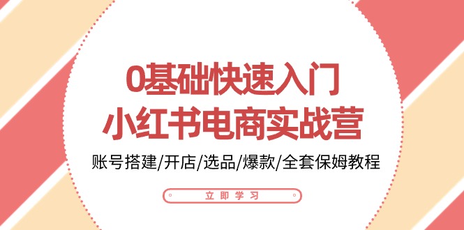 0基础快速入门小红书电商实战营：账号搭建/开店/选品/爆款/全套保姆教程-网创资源库