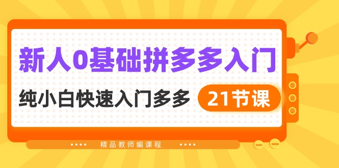 （10299期）新人0基础拼多多入门，​纯小白快速入门多多（21节课）-网创资源库