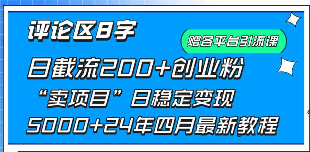 （9851期）评论区8字日载流200+创业粉  日稳定变现5000+24年四月最新教程！-网创资源库